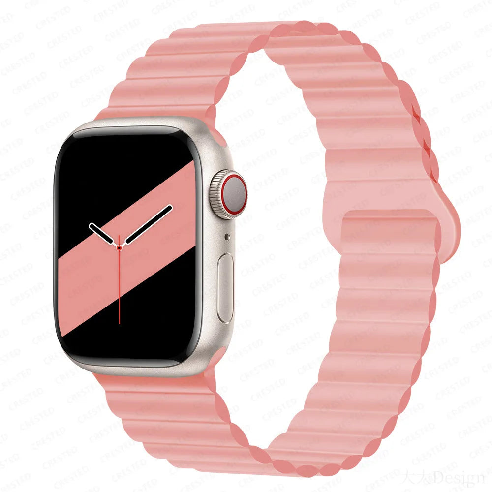 Silicone Magnetic Strap for Apple Watch Band 44Mm 45Mm 49Mm 40Mm 41Mm 38Mm 42Mm Bracelet Iwatch Series 8 9 3 5 4 SE 6 7 Ultra 2