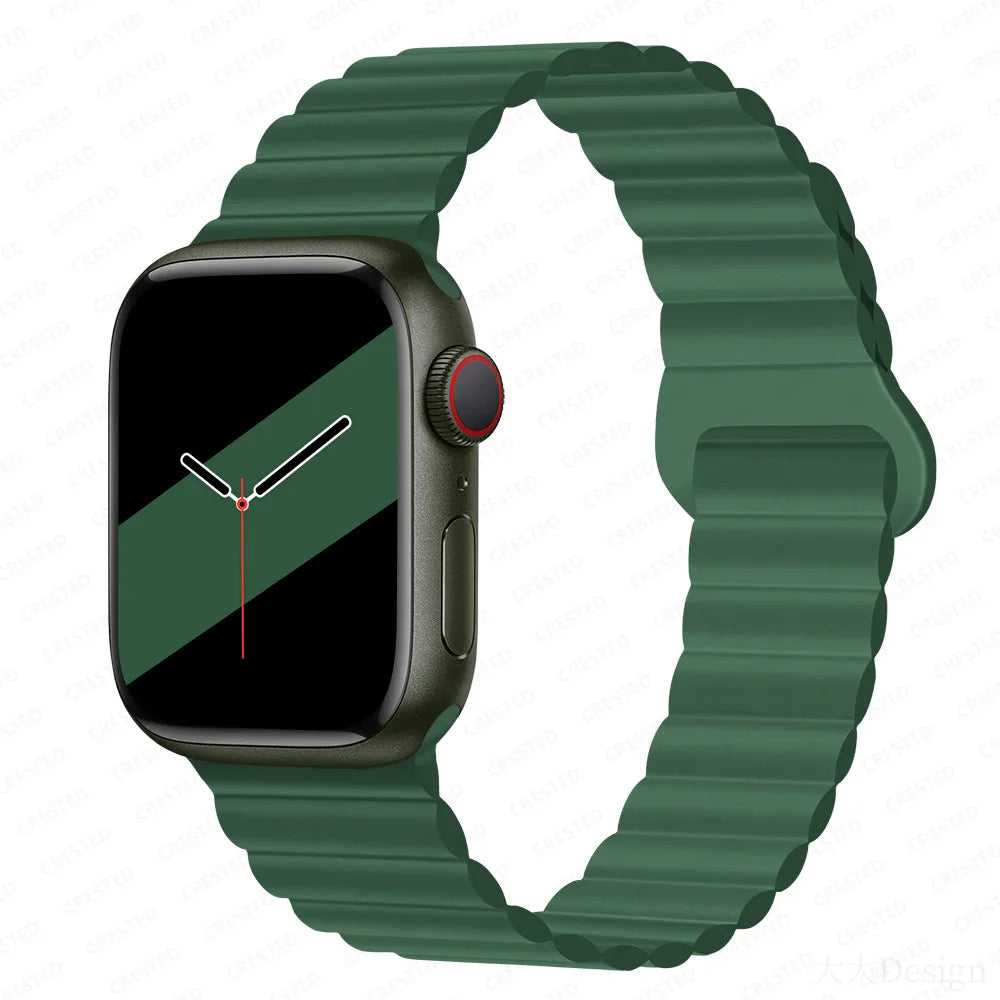 Silicone Magnetic Strap for Apple Watch Band 44Mm 45Mm 49Mm 40Mm 41Mm 38Mm 42Mm Bracelet Iwatch Series 8 9 3 5 4 SE 6 7 Ultra 2